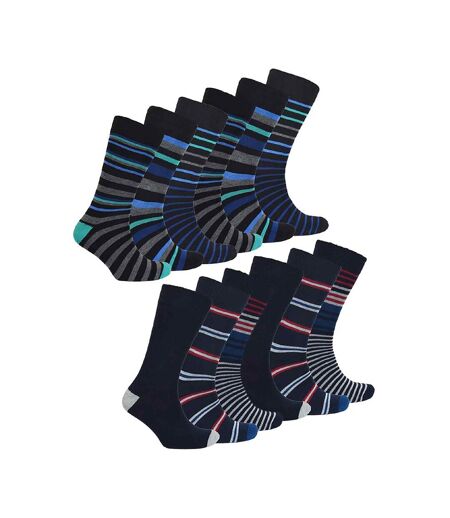 Sock Snob - 12 Paires Homme Chaussettes Bambou Fantaisie Rayures Design