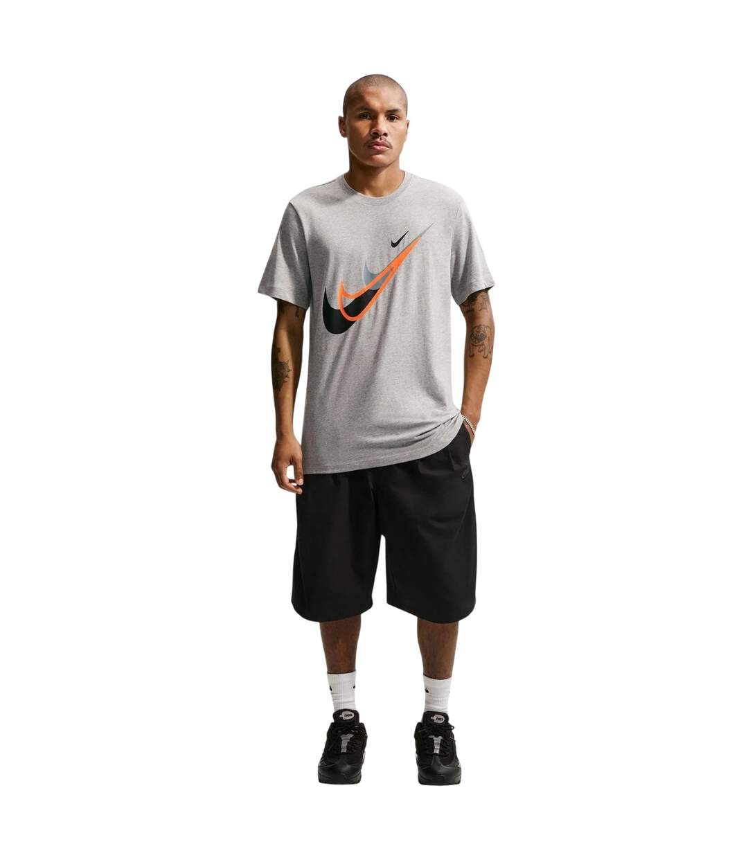 Mens Swoosh Graphic Print T-shirt Grey Nike-1