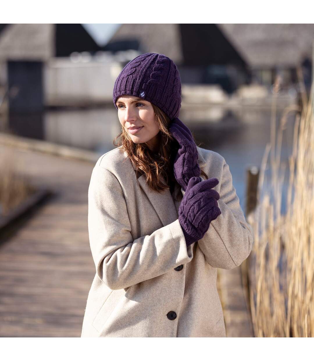 Ladies Striped Fleece Lined Knitted Warm Thermal Winter Gloves-4