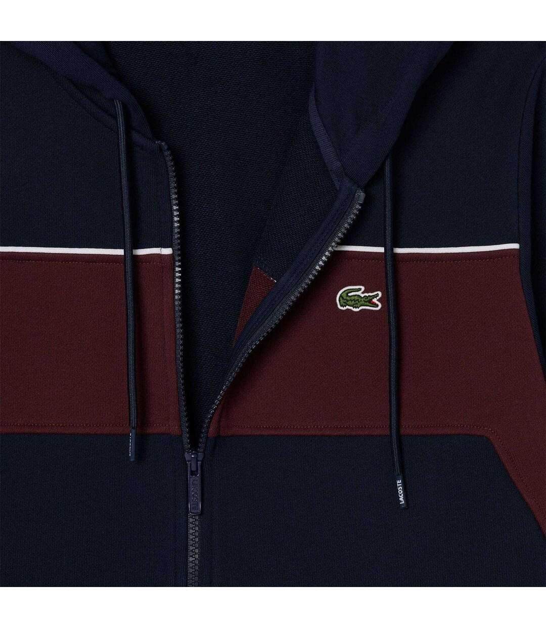Mens Colour Block Full Zip Hoodie Navy Red Lacoste-4