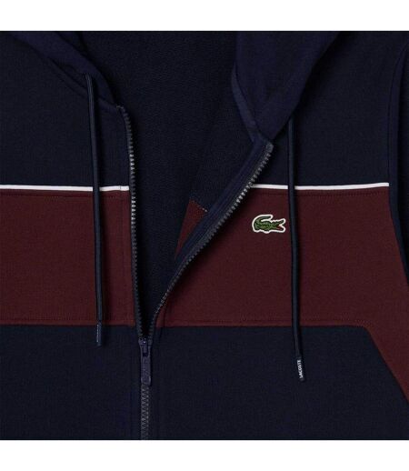 Mens Colour Block Full Zip Hoodie Navy Red Lacoste