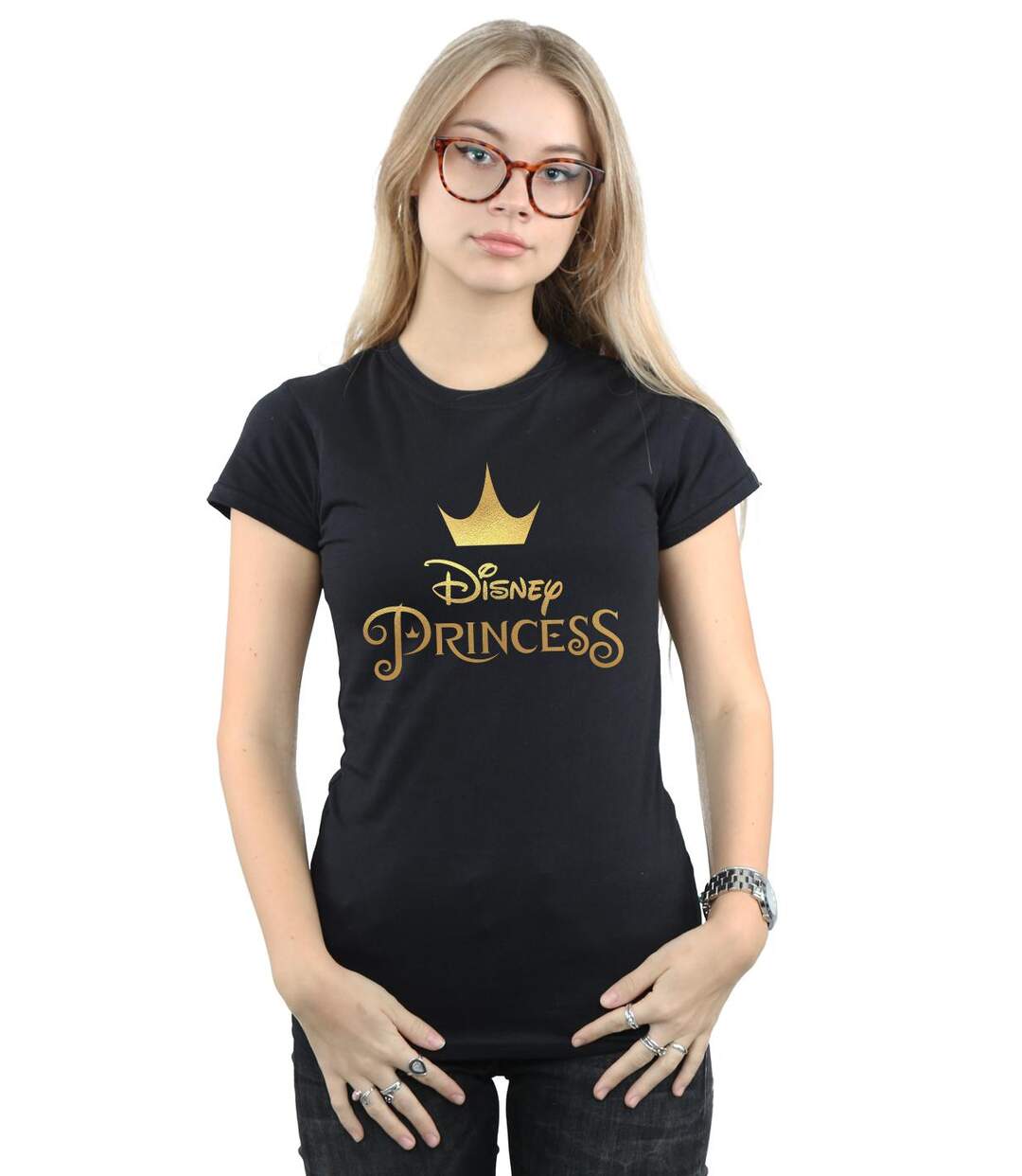 Disney T-shirt en coton avec logo Princess Crown pour femmes/femmes (Noir) - UTBI16134-2