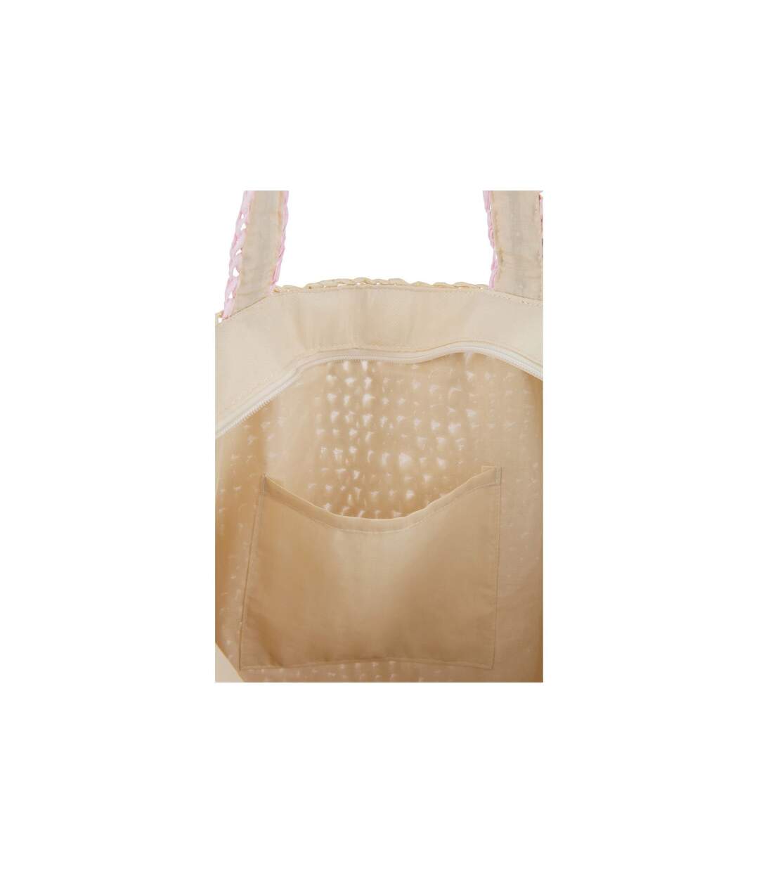 Sac de Plage Maria 62cm Naturel & Rose-3