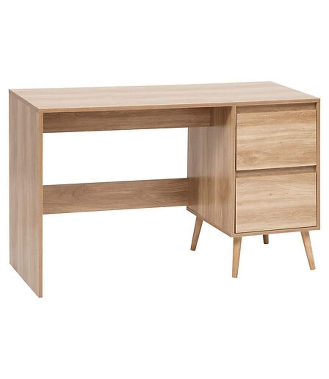 Bureau 2 tiroirs effet bois ABANA - Beige-1