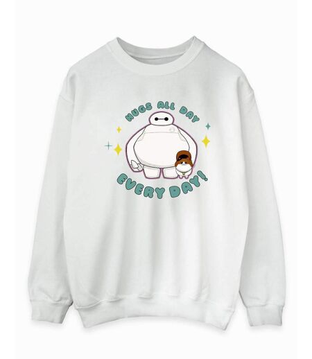Disney Sweatshirt Big Hero 6 Baymax Hugs Everyday Womens/Ladies (Blanc) - UTBI11805