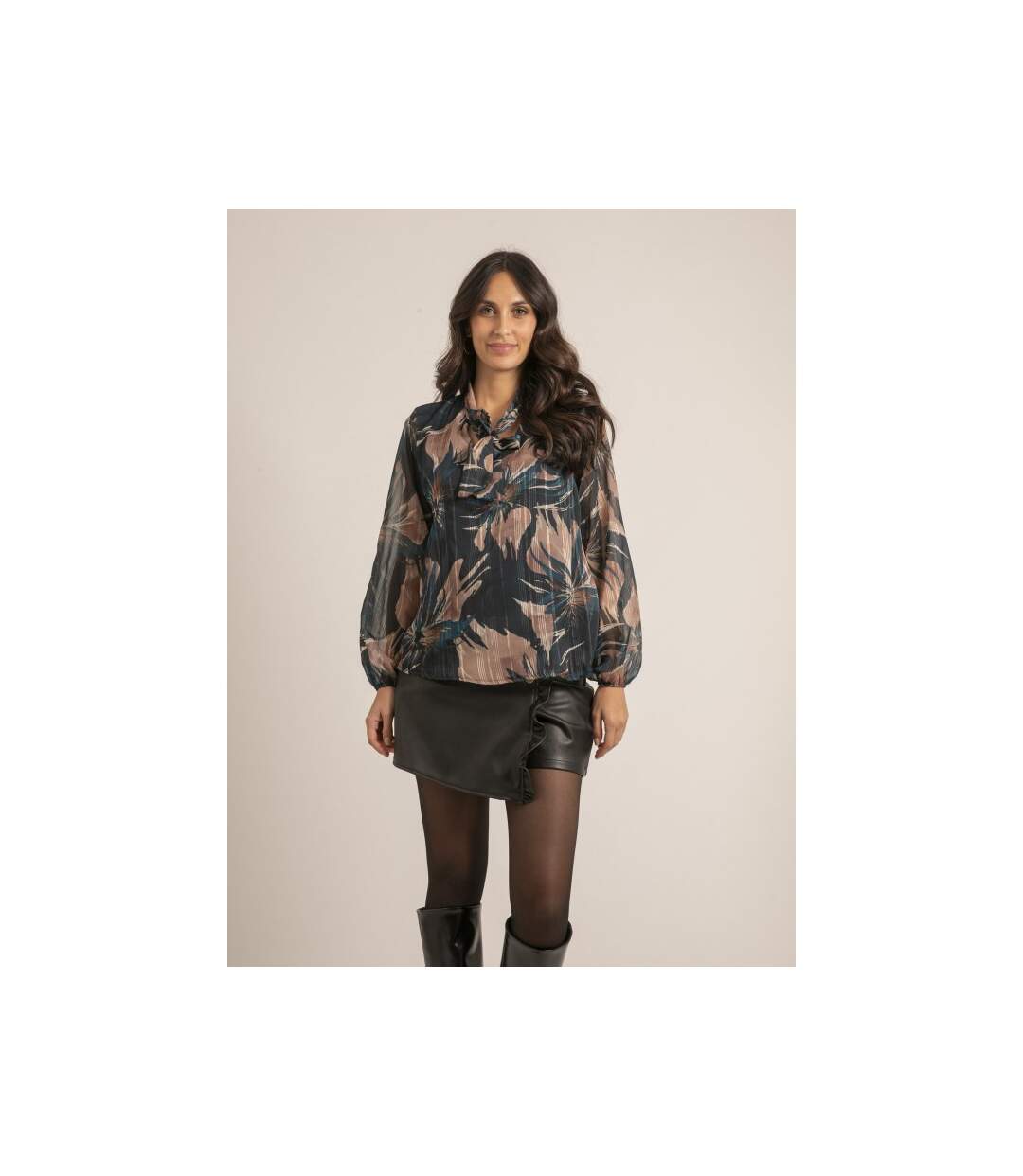 Chemise col noeud motifs ORTENSE - Dona X Lisa-1