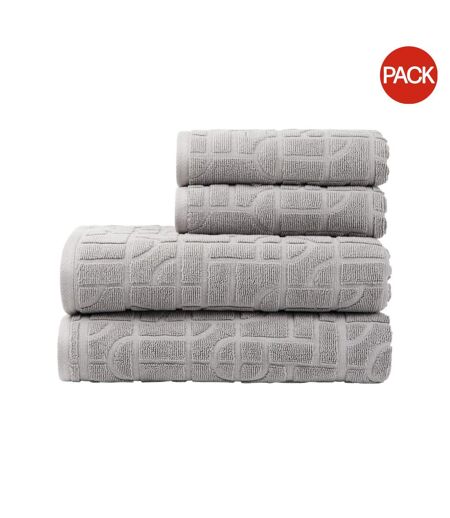 Pack of 4  Verso organic cotton towel set  one size grey Vinga