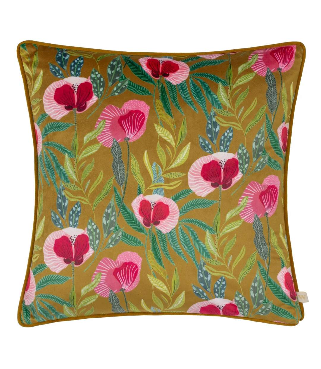 House of bloom piped poppy cushion cover 43cm x 43cm saffron Wylder