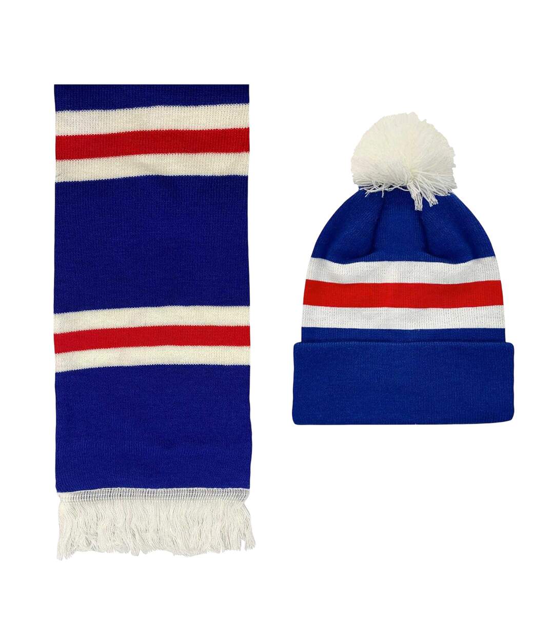 Ensemble Bonnet Et Écharpe Motif/style Rétro Rangers Adulte Taille Unique Bleu Fan Originals-1