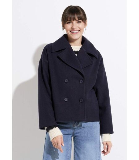 Caban court uni façon drap de laine