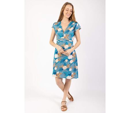 Robe courte cintrée TANIA imprimé exotique Coton Du Monde