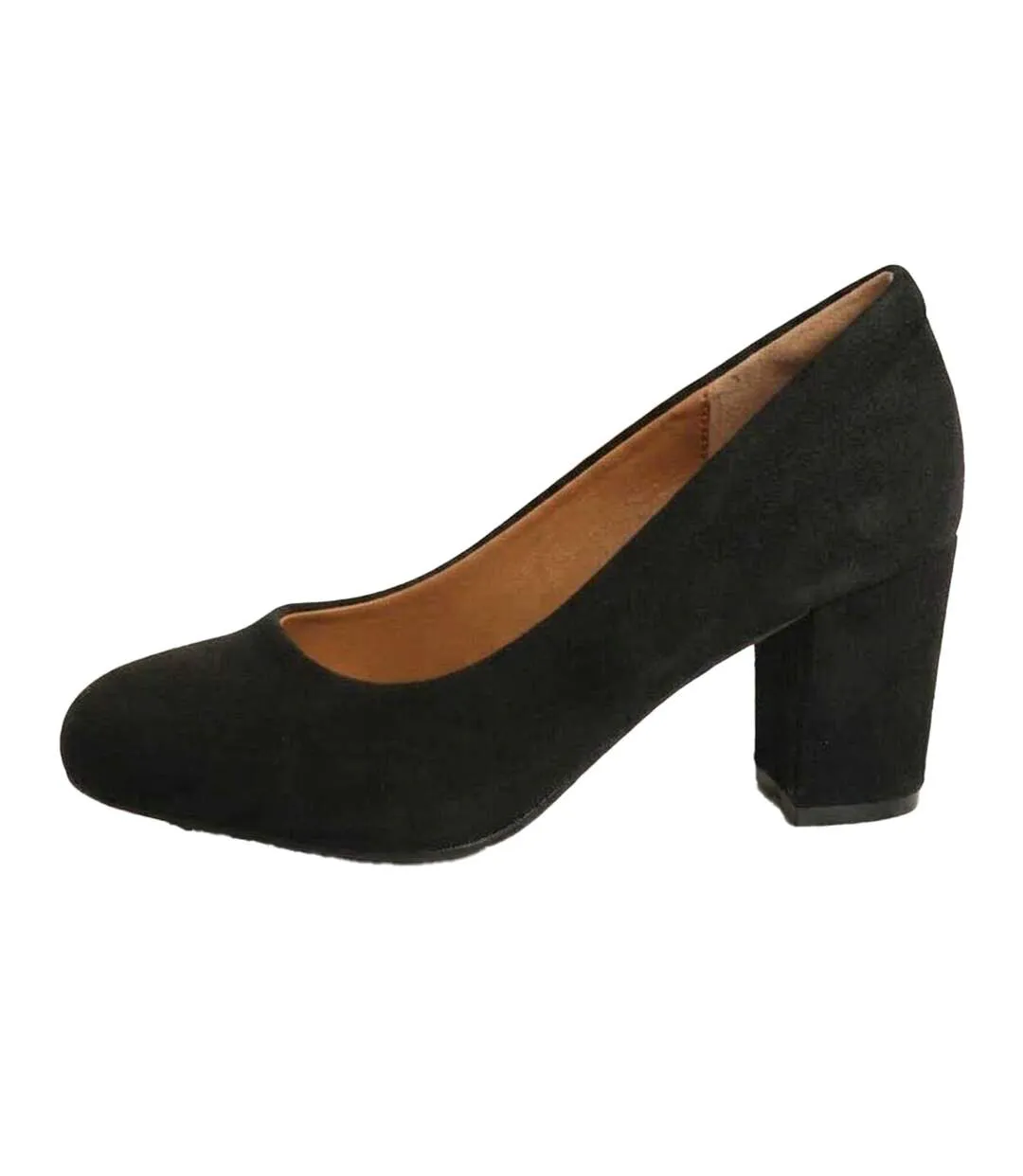 Womens/ladies High Block Heel Court Shoes Black Where´s That From-2