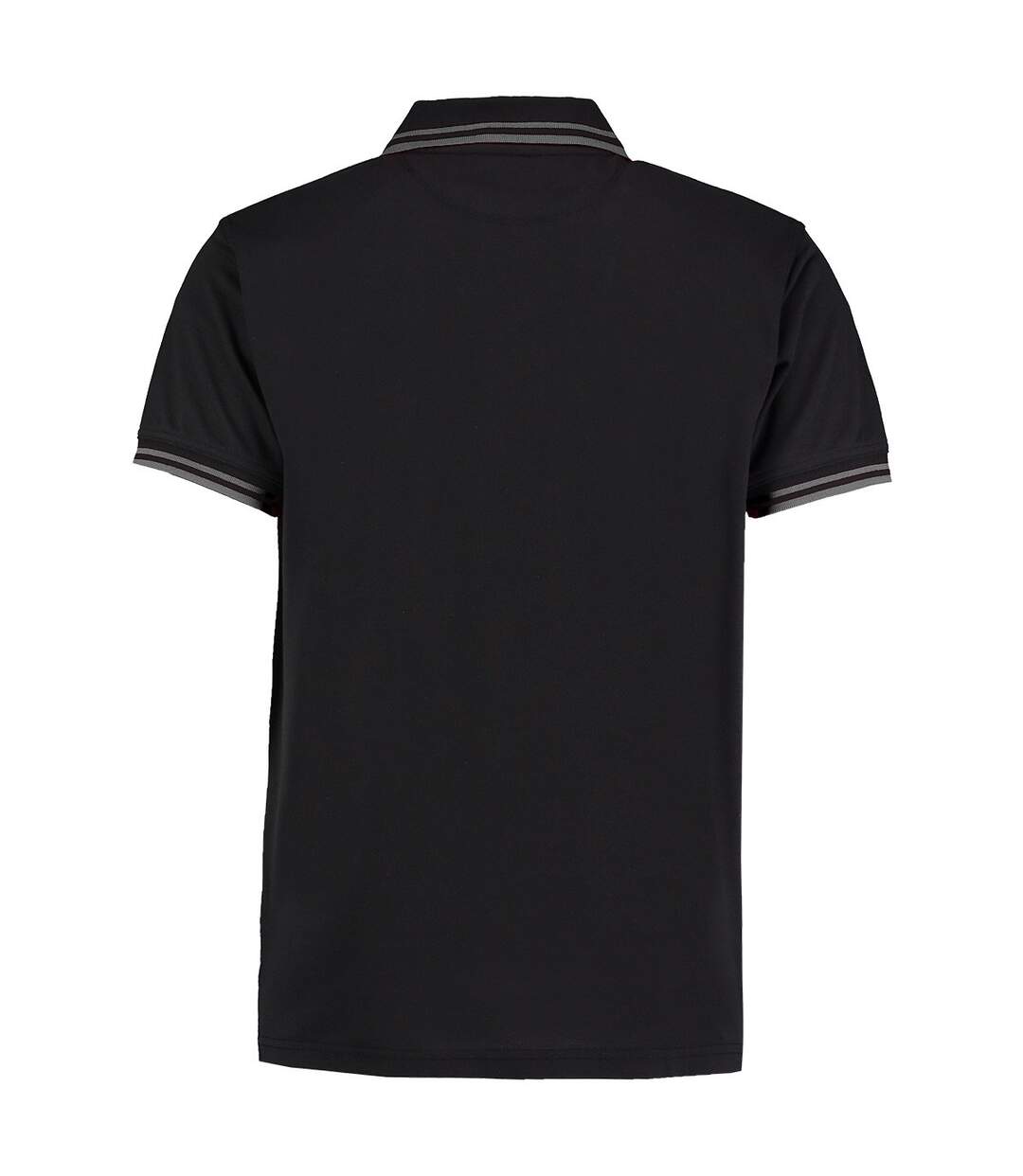 Mens tipped classic polo shirt black/charcoal Kustom Kit-2