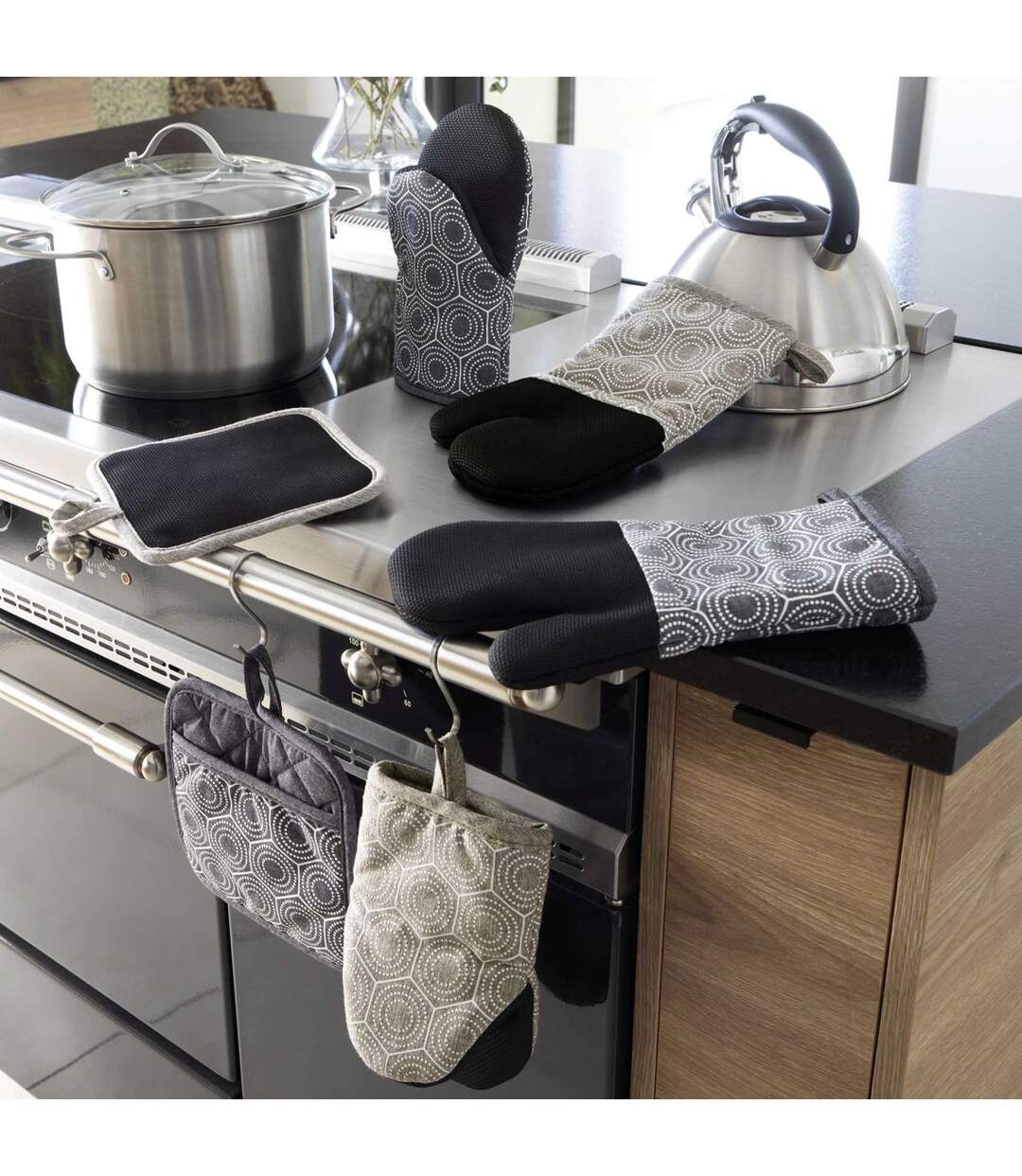 Gant de Cuisine Ambidextre Imprimé Adam 30cm Anthracite-3