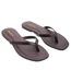 Womens/ladies Contrast Detail Faux Leather Flat Flip Flops Dark Brown Where´s That From-3