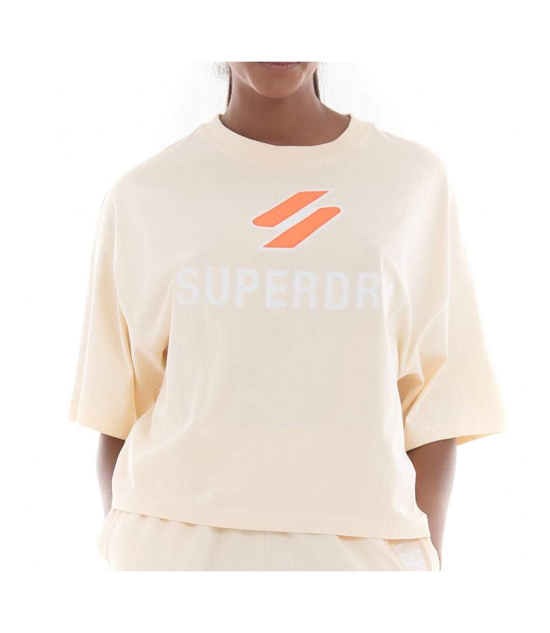 T-shirt Beige Femme Superdry Stacked Boxy - 42-1