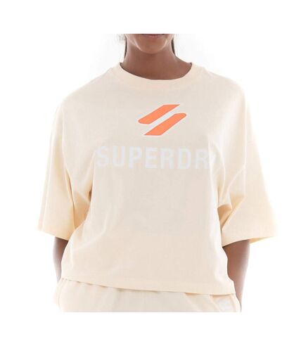 T-shirt Beige Femme Superdry Stacked Boxy - 34