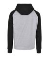Build Your Brand Mens Basic Raglan Hoodie (Heather Grey/Black)