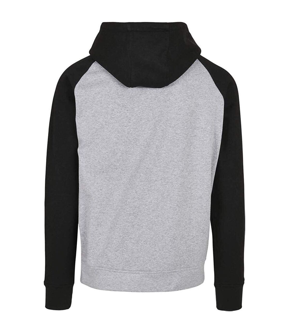 Build Your Brand Mens Basic Raglan Hoodie (Heather Grey/Black)