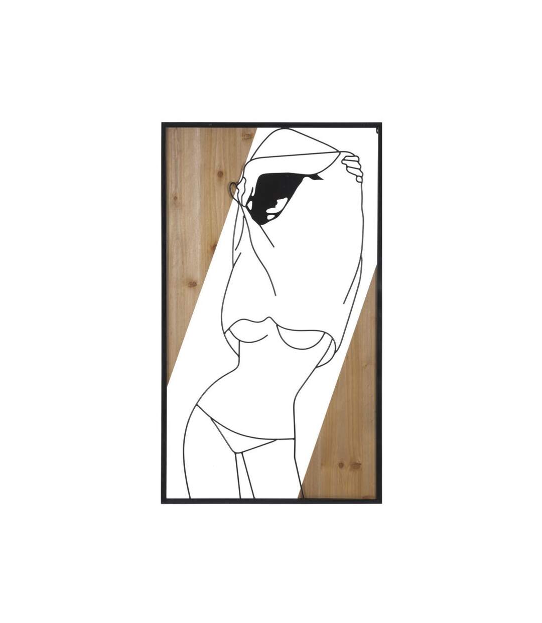 Décoration Murale Encadrée Strips 90cm Noir & Naturel-1