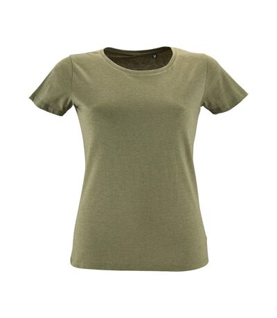SOLS Womens/Ladies Regent Fit Short Sleeve T-Shirt (Heather Khaki)