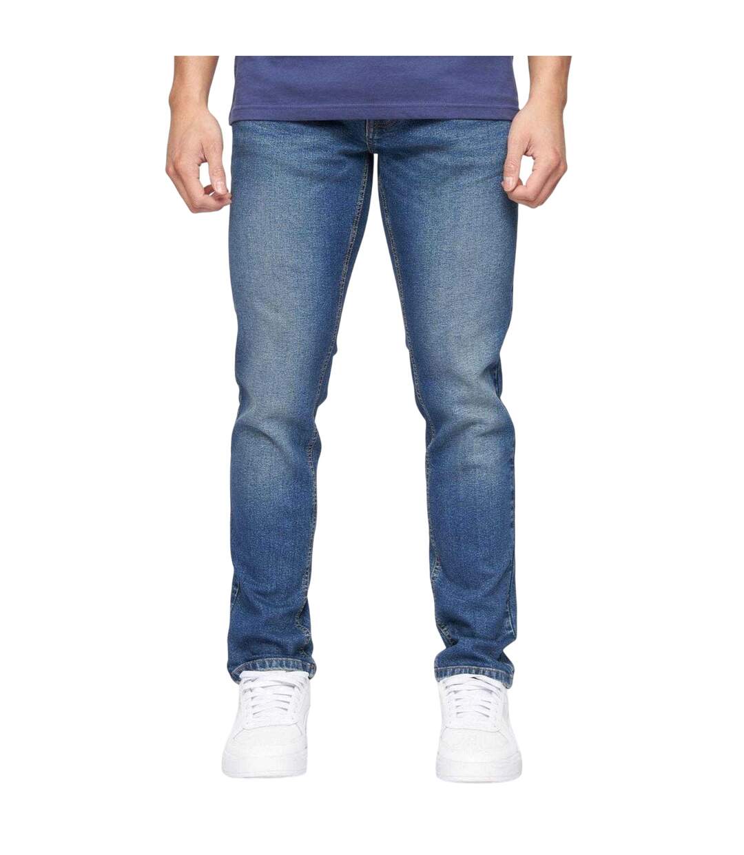 Mens Buraca Stonewashed Slim Jeans Blue Crosshatch-2