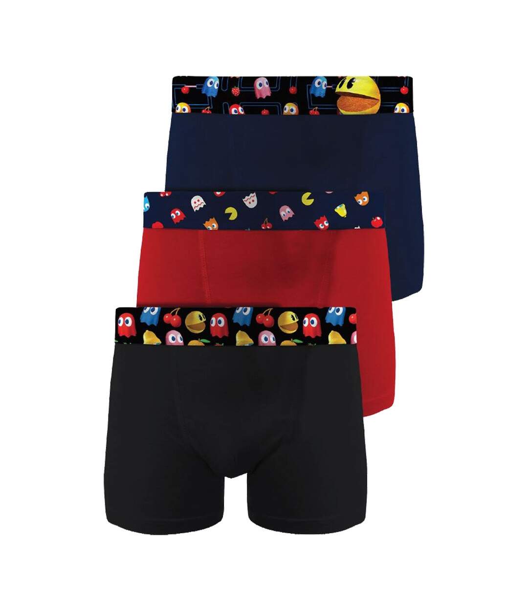 Boxer No Publik Featuring Pacman Homme Confort et Fantaisie en Coton -Assortiment modèles photos selon arrivages- Pack de 3 Boxers uni 1536 en Coton-1