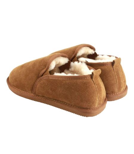 Mens avi sheepskin hard sole slippers chestnut Eastern Counties Leather