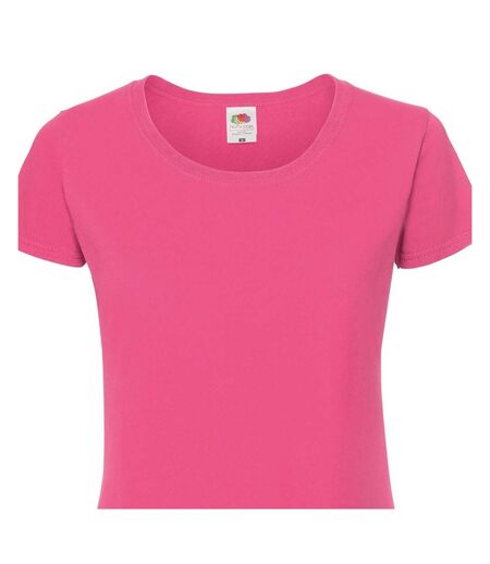 Womens/ladies Iconic 190 T-shirt Fuchsia Fruit Of The Loom