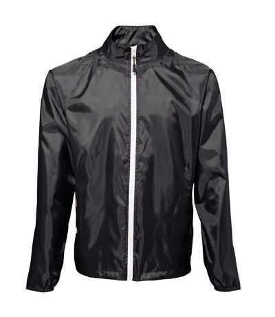 2786 Mens Contrast Lightweight Windcheater Shower Proof Jacket (Black/ White) - UTRW2501