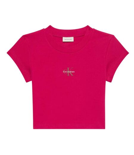 T-shirt Court Motif/style Logo Femme Rose Calvin Klein
