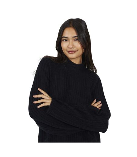 Womens/ladies Mossy Yarn Turtle Neck Jumper Black Brave Soul