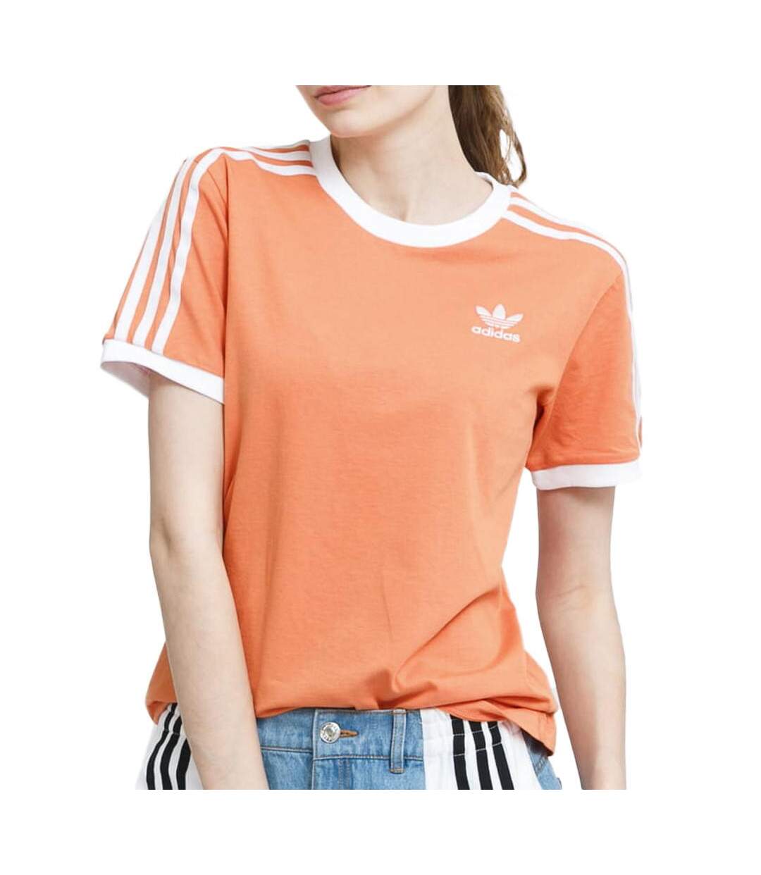 T-shirt Orange Femme Adidas 3 Stripes - 12A-1