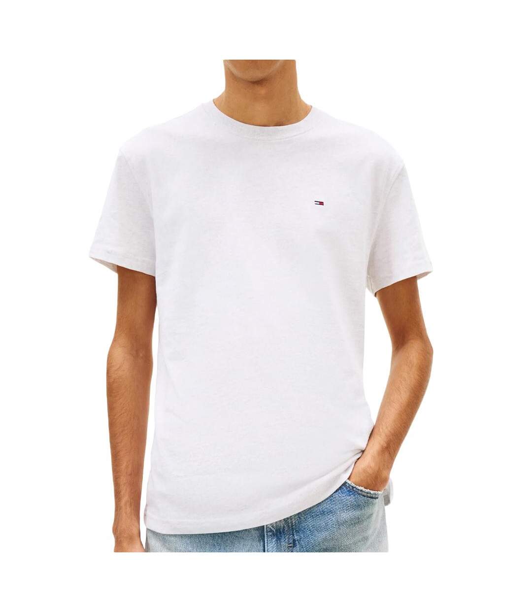 T-shirt blanc homme tommy hilfiger tjm slim linear-1