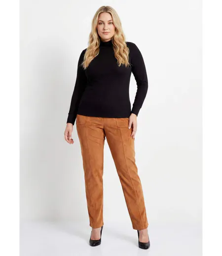 Pantalon droit taille élastiquée velours milleraies