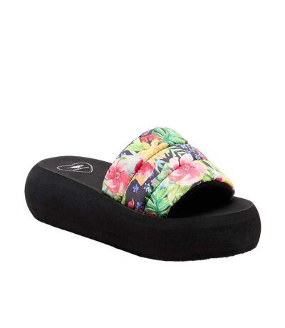 Womens/ladies splash bahama flip flops black/multicoloured Rocket Dog