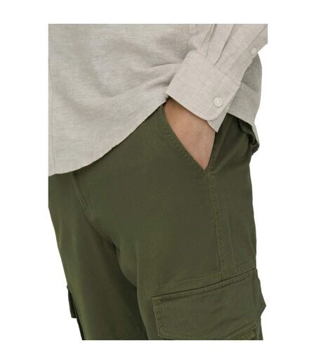 Mens Dean Regular Cargo Trousers Olive Night Only