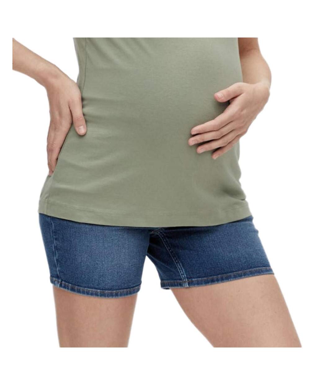 Short de grossesse en jean bleu femme mamalicious lamy-1