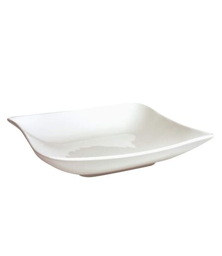 Lot de 6 Assiettes Creuses Carrées Vague 21cm Blanc