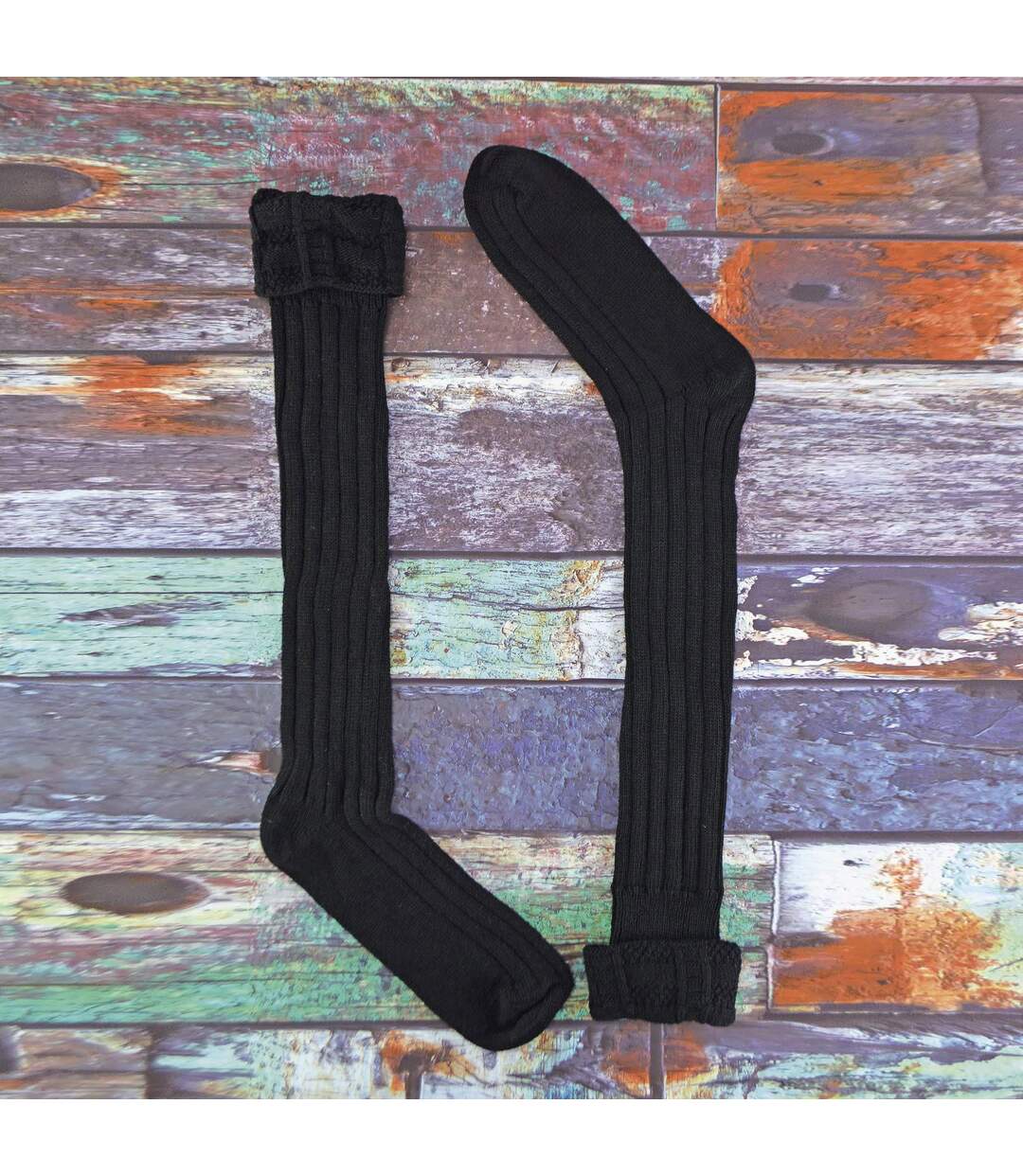 3 Pack Mens Wool Kilt Socks | Knee High Turnover Cuff Warm Long Socks-3