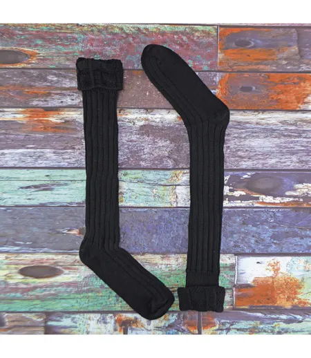 3 Pack Mens Wool Kilt Socks | Knee High Turnover Cuff Warm Long Socks