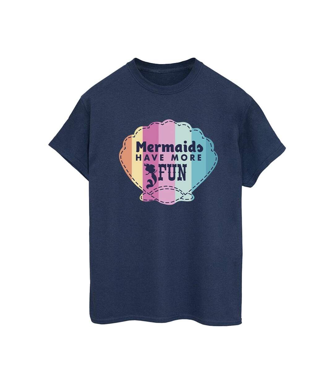 Disney Femme/Les femmes The Little Mermaid - T-shirt boyfriend en coton amusant (Bleu marine) - UTBI31050-1