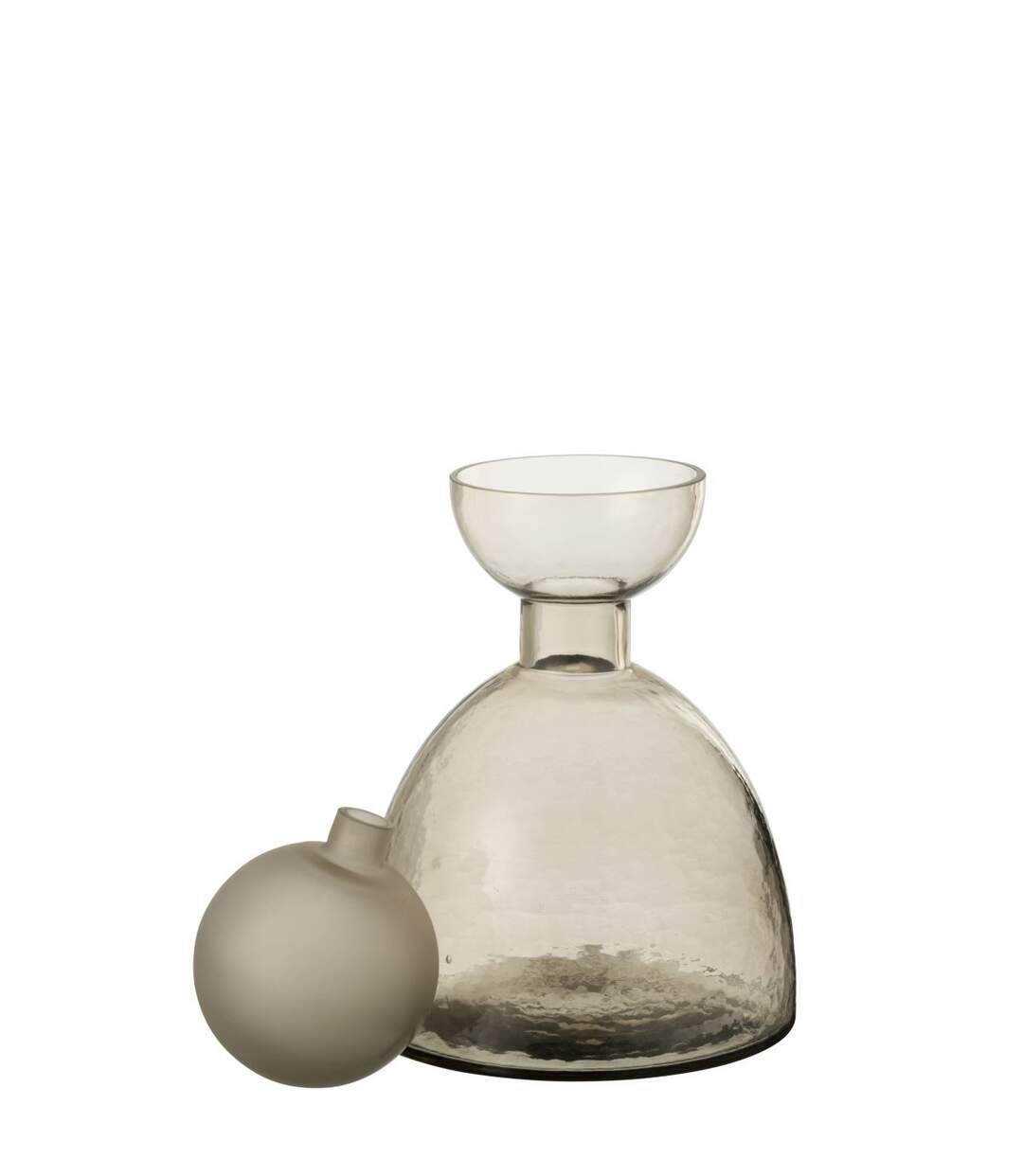 Vase Bouteille Bouchon en Verre Yoko 29cm Grège-2