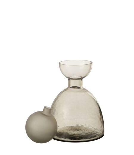 Vase Bouteille Bouchon en Verre Yoko 29cm Grège