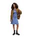 Womens/ladies Crew Neck Long-sleeved Sweater Dress Bright Blue Boss-1