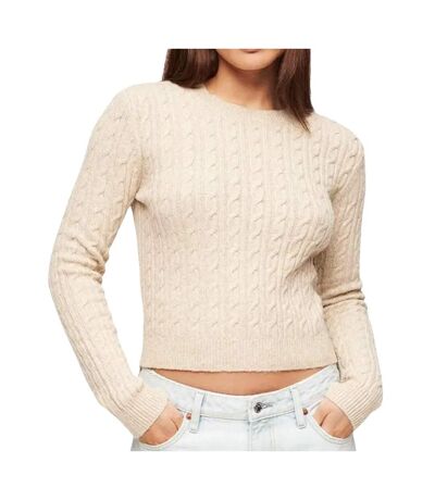 Pull Beige Femme Superdry Premium Cable Crew - 38