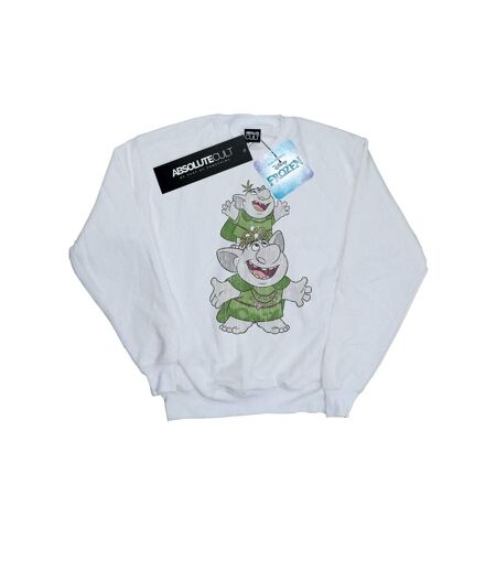 Disney Sweatshirt Womens/Ladies Frozen Handstacking Trolls (Blanc) - UTBI19038