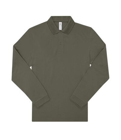 Mens My Long-sleeved Polo Shirt Camo Green B&C