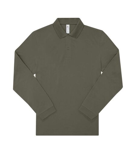 Mens My Long-sleeved Polo Shirt Camo Green B&C