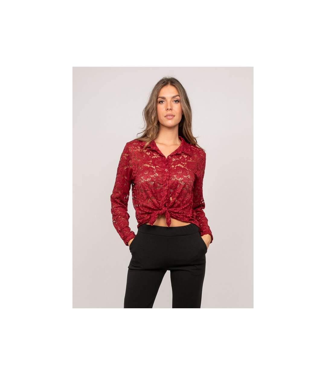 Chemise dentelle florale transparente OLIROSE - Dona X Lisa-1